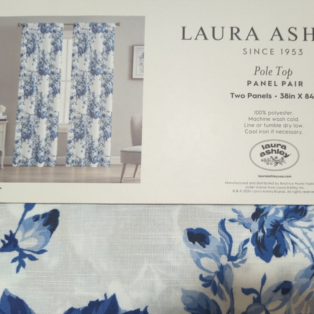 2 pc LAURA ASHLEY Drapes - 36Wx84L each - Picture 9 of 12